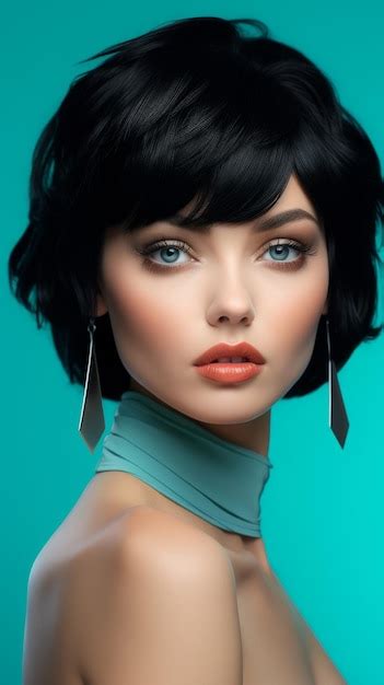 Premium Photo Woman With Short Black Hair Wearing Earrings