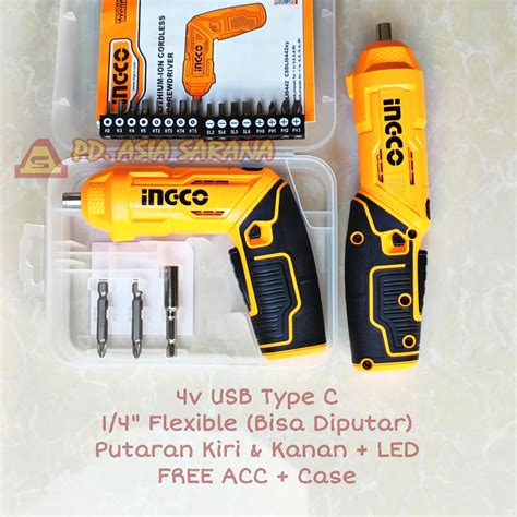 Jual Cordless Screwdriver 4v Set Ingco Csdli0442 Flexible Bor Obeng