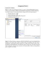Assignment Week Docx Assignment Week Question No Solution Step