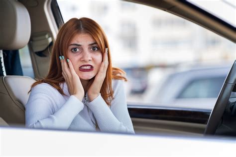 Premium Photo Portrait Of Angry Woman Driving A Car