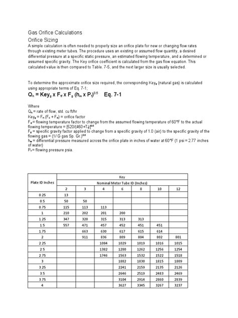 13 Gas Orifice And Gas Rate Calculations Pdf Pressure Flow Measurement