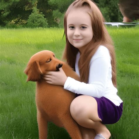 Belle Jeune Fille Avec Son Chien · Creative Fabrica