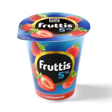 БЗМЖ Йогуртный продукт Фруттис Сливочное лакомство 5% 290г клубника ...
