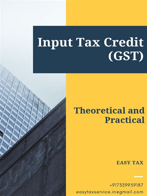 Input Tax Credit Gst Pdf Value Added Tax Taxes