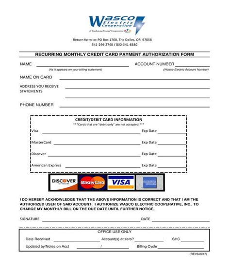 FREE 7 Recurring Credit Card Authorization Forms In PDF MS Word