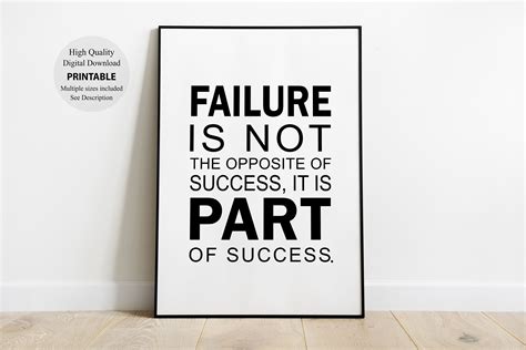 Failure is Not the Opposite of Success It's Part of Success Motivational Quote, Home Decor, Wall