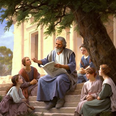 Premium Photo | An Ancient Greek philosopher teaching a diverse group