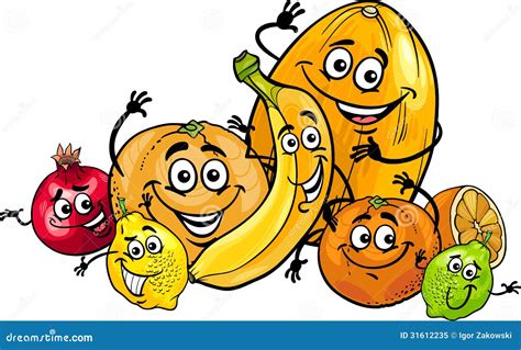 Citrus Fruits Group Cartoon Illustration Royalty Free Stock Photo