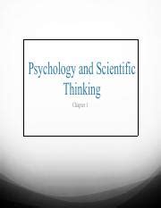 Psychology And Scientific Thinking An Overview Of Topics And Course Hero