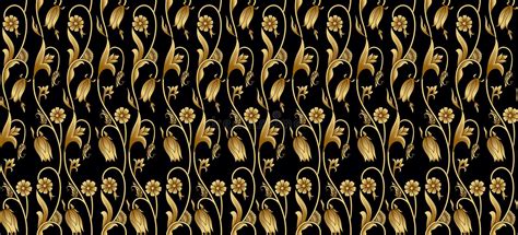 Seamless Retro Floral Pattern With Watercolor Effect Golden Yellow