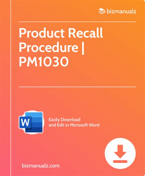 Product Recall Procedure Template Word