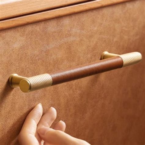 Brass Leather Pulls Cabinet Handles Wardrobe Pulls Kitchen Cabinet