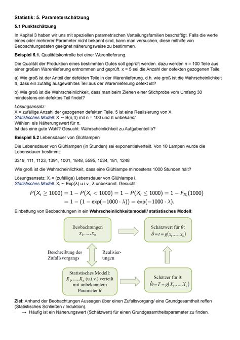 5 Kapitel Zusammenfassung Statistik 5 Parameterschätzung 5