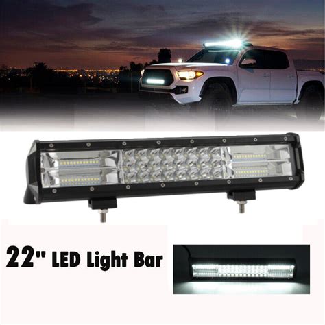 2X 24 Inch Tri Row LED Work Lights Bar Combo 12V Offroad 4x4 WD Car