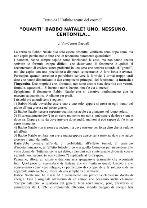 Auguri Quantistici Tratto Da LInfinito Teatro Del Cosmo QUANTI