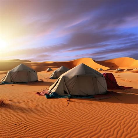 Premium Photo | Camping tents in desert travel destination scenics