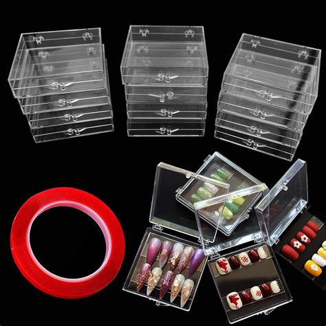 Amazon Pcs Press On Nail Storage Box Empty Plastic Artificial