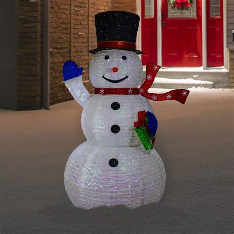 71″ Led Lighted White Iridescent Twinkling Snowman Outdoor Christmas