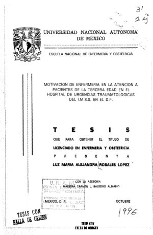 Motivacion De Enfermeria En La Atencion A Pacientes De La Tercera Edad