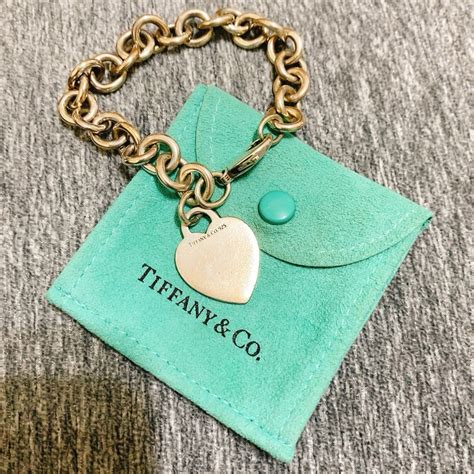 二手正品 Tiffany And Co 經典愛心粗鍊純銀手鍊 8成新 蝦皮購物