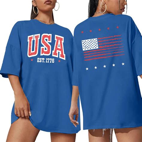 Usa Shirt American Flag Shirts Women 4th Of July T Shirt Oversized