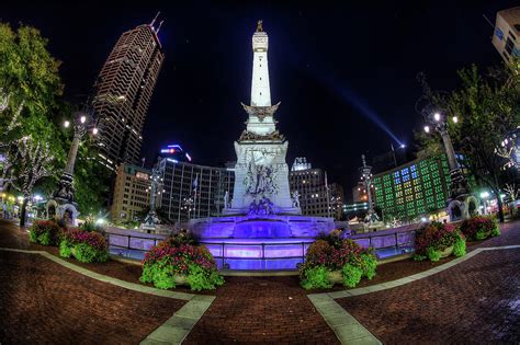 Monument Circle At Night In Downtown Indianapolis Indiana Photograph