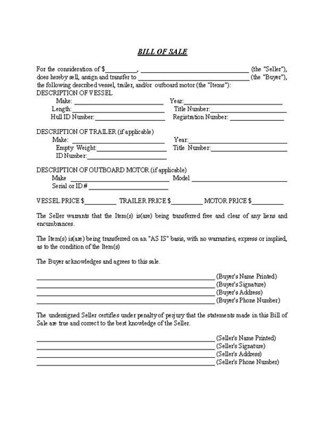 Texas Boat Trailer Bill Of Sale Form Fillable Pdf Free Bill Of Sale