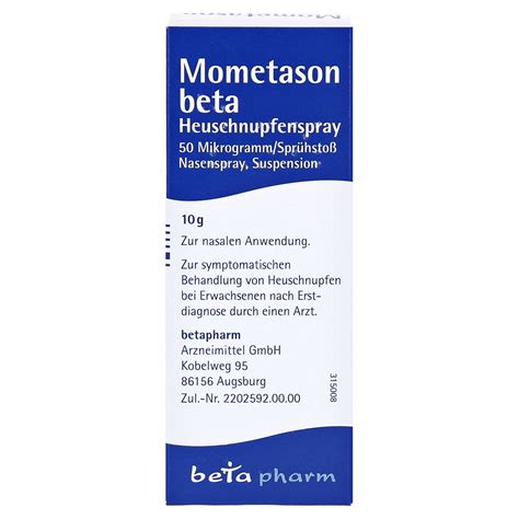 Mometason Beta Heuschnupfenspray 50 Mikrogrammsprühstoß 10 Gramm Medpex