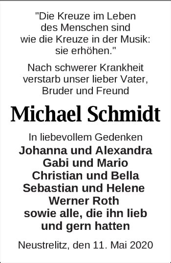 Traueranzeigen Von Michael Schmidt Trauer Nordkurier