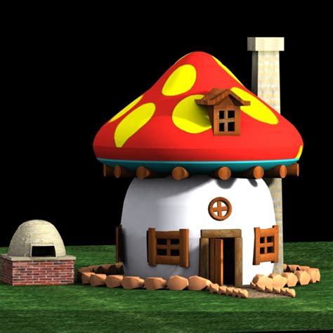 3d Model Mushroom House Smurf