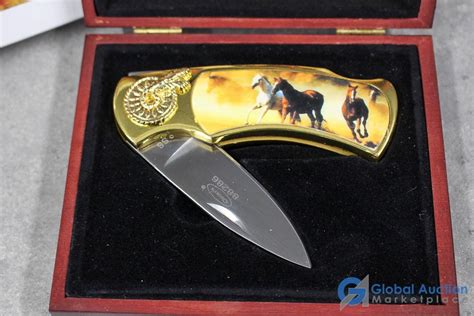 Decorative Horse Pocket Knife Wcase