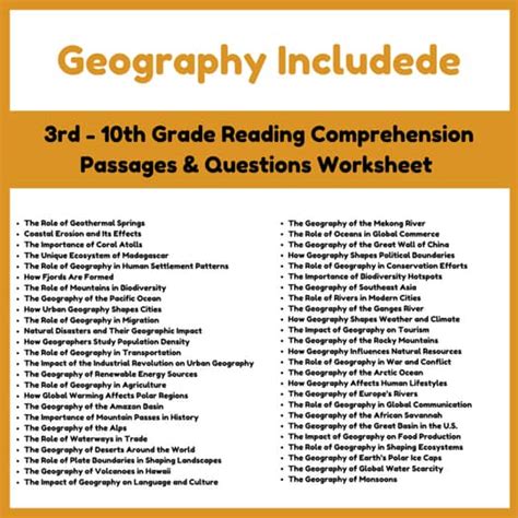 Comprehensive Geography Printable