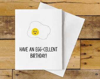 Pun Birthday Card Have An Egg Cellent Birthday Fried Egg Card Kawaii