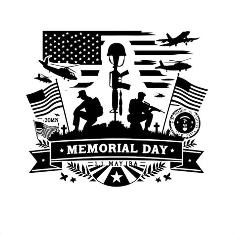 Memorial Day Silhouettes Vector Soldier With Usa Flag To National