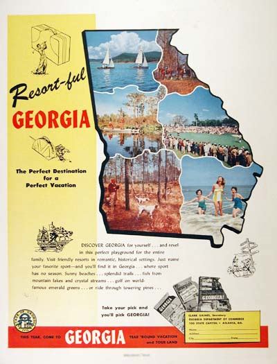 1954 Georgia State Tourism Classic Vintage Print Ad