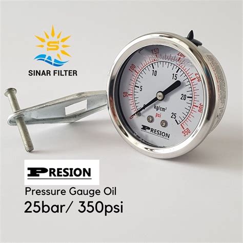 Jual Pressure Gauge 25 Bar 350 Psi Drat Tengah Merk PRESION Shopee