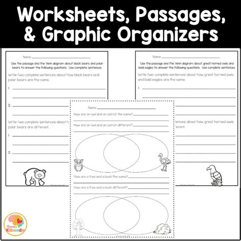 Compare And Contrast Passages And Graphic Organizers Activities