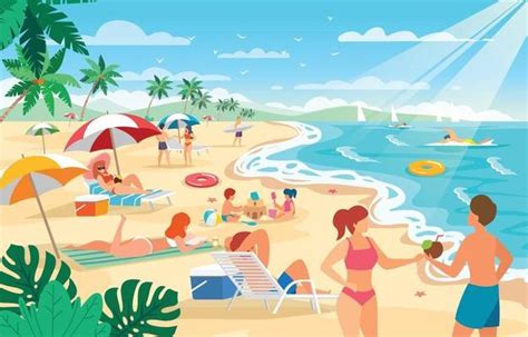 Beach People Vector Art Icons And Graphics For Free Download