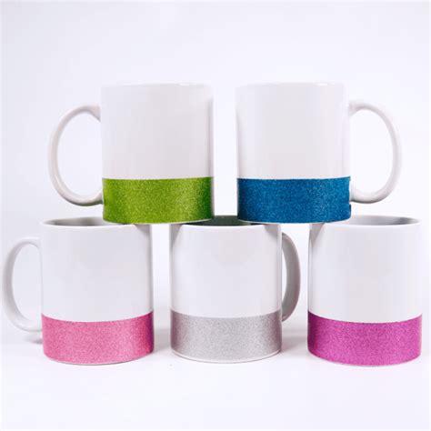 Taza Cer Mica Blanca Con Base De Color Glitter Oz