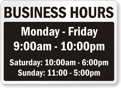 Business Hours Signs