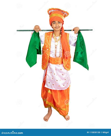 Young Boy Dressed In A Traditional North Indian Bhangra Dance Costume