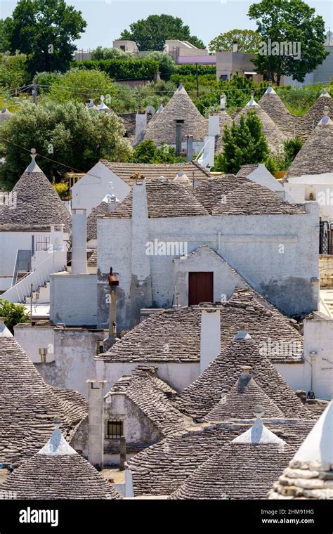 Alberobello Bari Province Apulia Italy Exterior Of The Famous