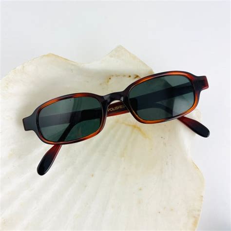 Authentic Vintage 90s Slim Rectangle Sunglasses Etsy