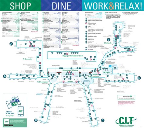 Terminals map Charlotte Douglas Airport CLT {North Carolina}