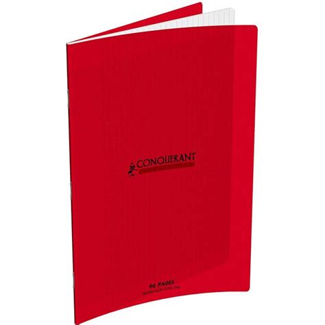 Cahier d écolier 240 x 320 mm Grands carreaux 96 pages Polypro Rouge