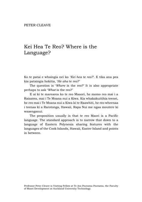 Pdf Kei Hea Te Reo Where Is The Language