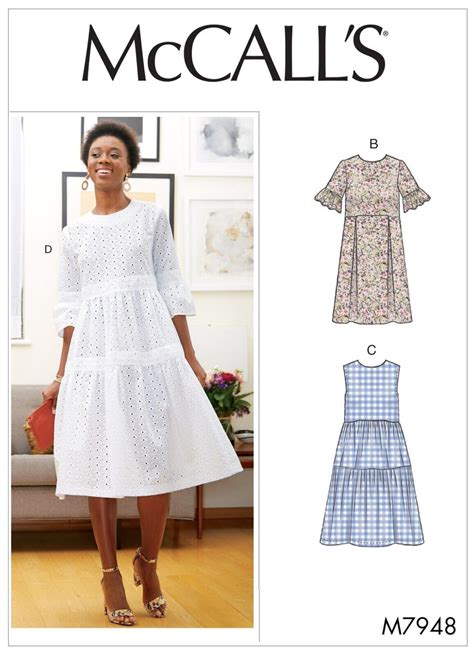 Mccalls Sewing Pattern 7948 Misses 6 14 Easy Dress W Tiered Or Pleated