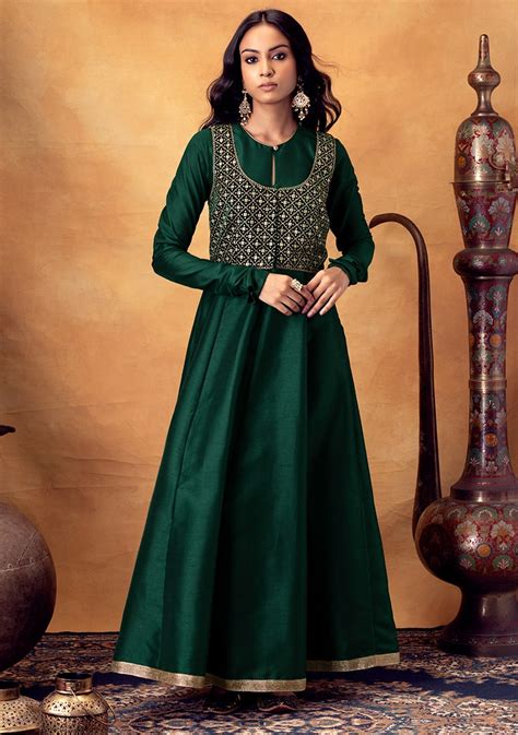 Dark Green Anarkali Kurta Atelier Yuwa Ciao Jp