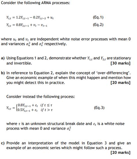 Solved Consider The Following ARMA Processes Chegg