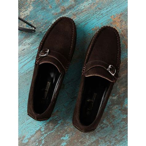 Buy Louis Stitch Italian Moccasins Brunette Brown Suede Plain Loafers